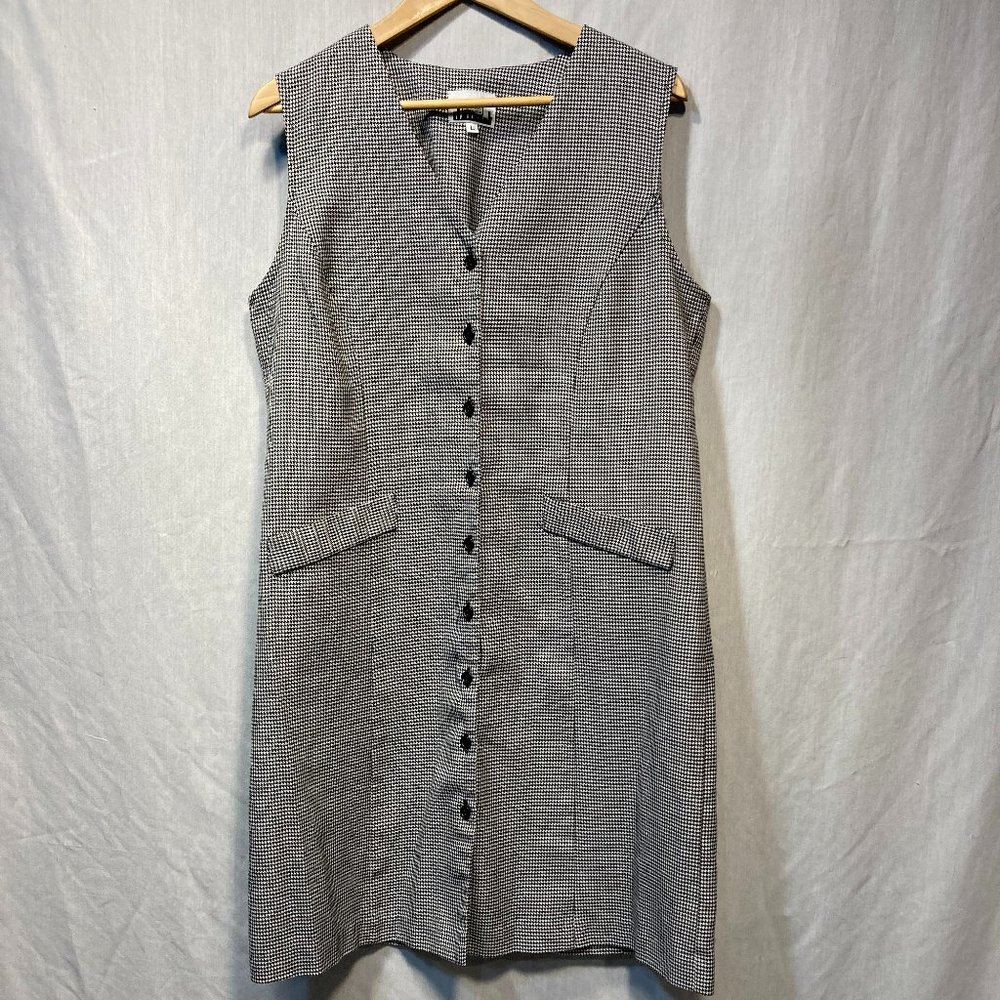 ECO SPORTSWEAR BUTTON UP TIE BACK BLACK & WHITE  DRESS SIZE LARGE